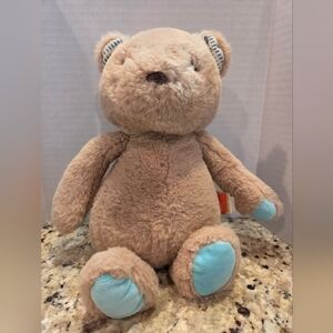 B SOFTIES Brown Beige Plush Teddy Bear Turquoise Ears Paws Feet Dots 2019 Battat